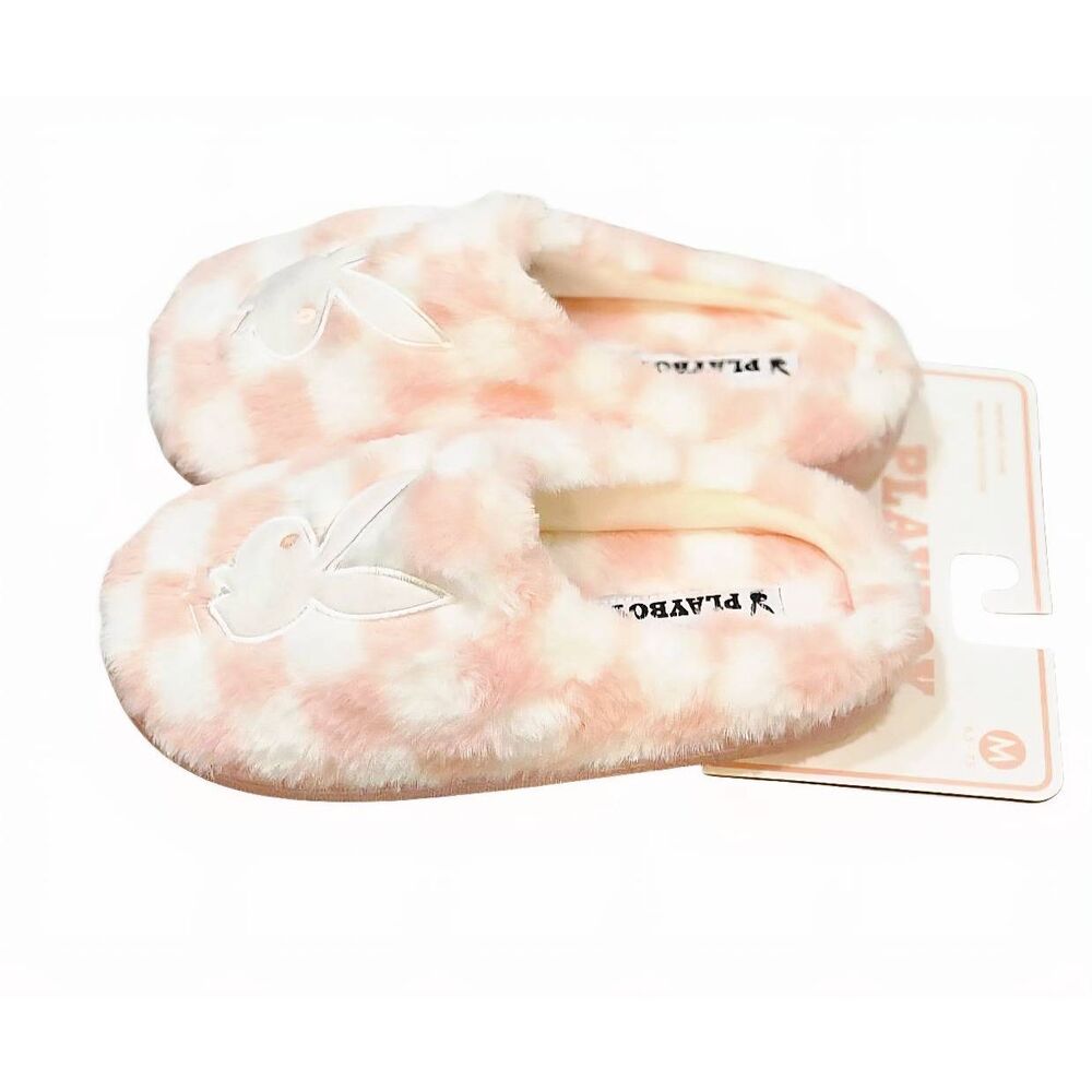 Playboy Bunny Logo Checkered Indoor/Outdoor Memory Foam Slippers